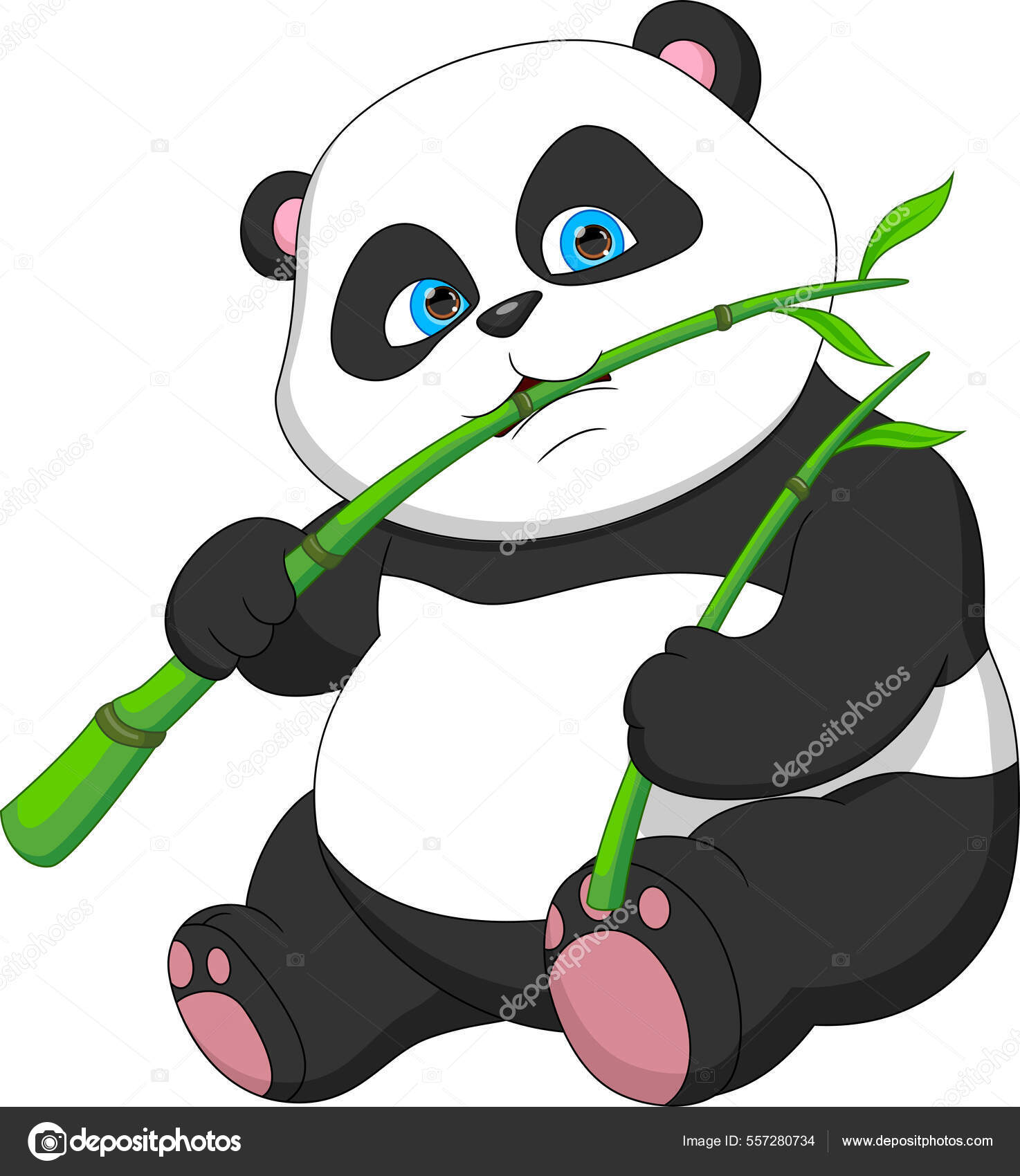 吃竹子的卡通熊猫图片_动漫卡通_插画绘画-图行天下素材网