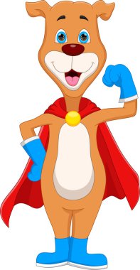 Süper kahraman kostümü giyen komik köpek.