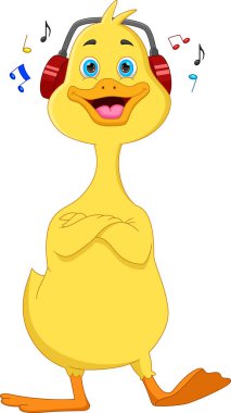 Komik ördek müzik dinliyor.