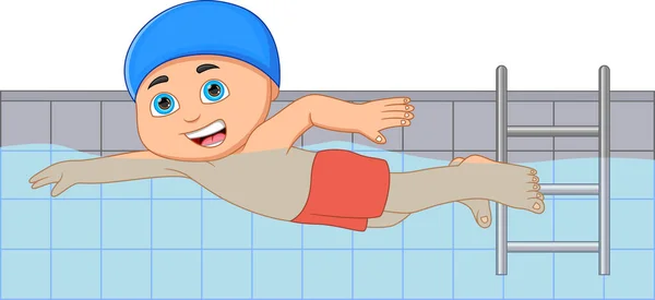 Küçük Çocuk Havuzda Yüzüyor — Stok Vektör