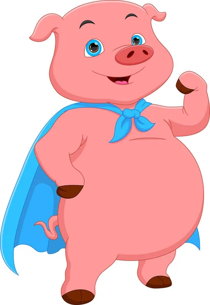Süßes Schwein Superheldenkostüm — Stockvektor