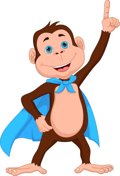 Cute Monkey Wearing Superhero Costume — ストックベクタ