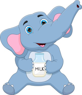 çizgi film bebek fili süt içiyor.