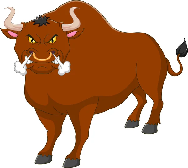 Angry Bull Cartoon White Background — Archivo Imágenes Vectoriales