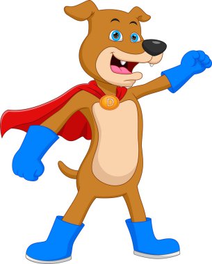 Süper kahraman kostümü giyen komik köpek.