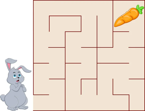 Cute Animal Maze Game Rabbit Looking Carrots — Stock Vector