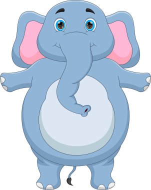 cartoon cute elephant waving on white background
