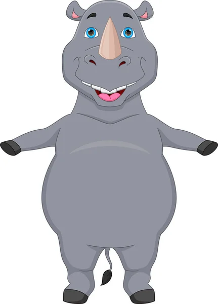 Cute Baby Rhino Cartoon White Background — 图库矢量图片