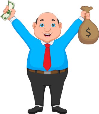 Bir sürü parası olan mutlu büyük patron.