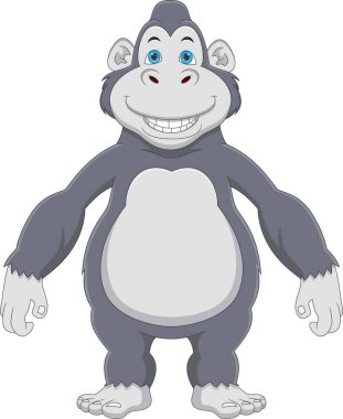 Beyaz arka planda şirin bebek goril çizgi filmi