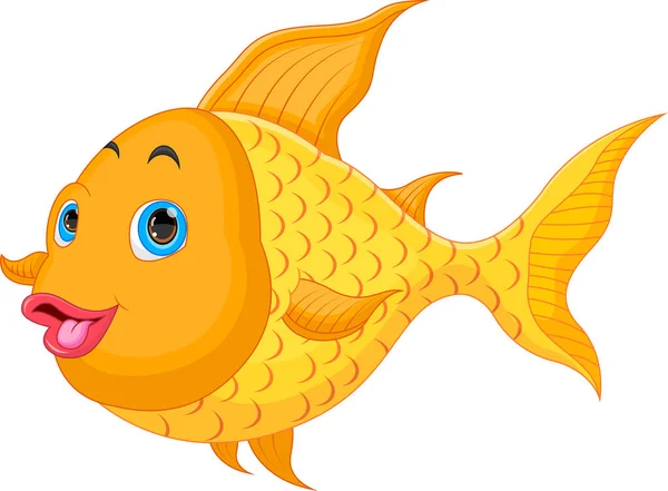 Cartoon Cute Fish Isolated White Background — Stock Vector