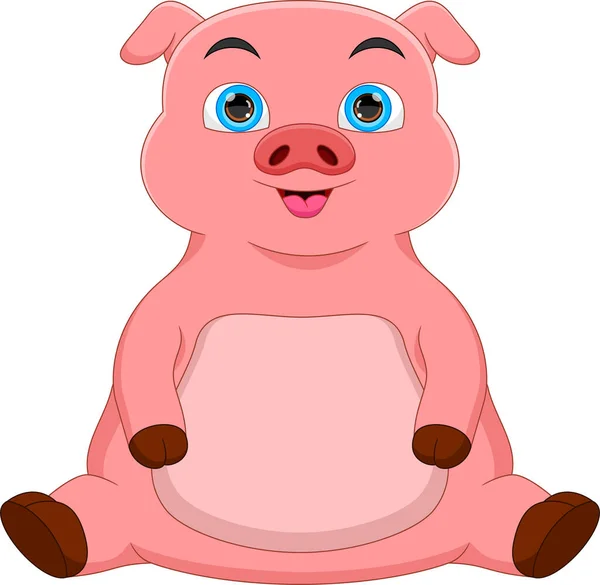 Cartoon Cute Baby Pig White Background — Stock Vector
