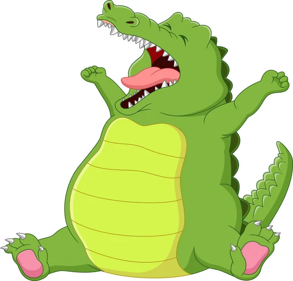 Cute Baby Crocodile Cartoon White Background — Stock Vector