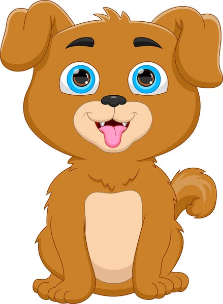 Cute Baby Dog Cartoon White Background - Stok Vektor