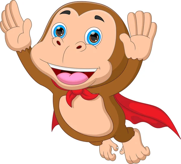 Desenho Animado Macaco Bonito Vestindo Traje Super Herói — Vetor de Stock