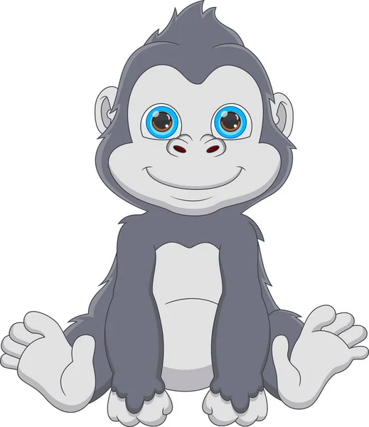 Desenho Animado Bonito Bebê Gorila Fundo Branco — Vetor de Stock