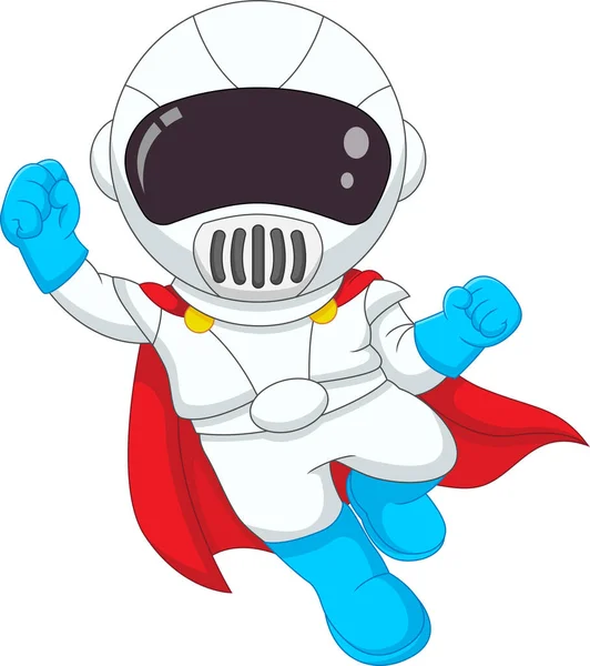 Cartoon Superhero Astronaut White Background — Stock Vector