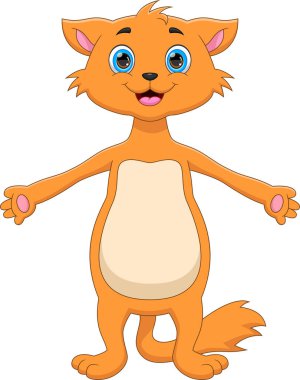 beyaz arka planda sallanan sevimli kedi çizgi filmi