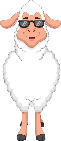 Cartoon Cute Sheep Wearing Sunglasses — Image vectorielle