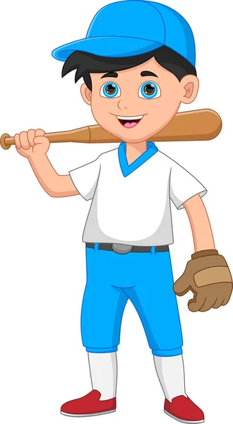 Niño Dibujos Animados Jugador Béisbol Sobre Fondo Blanco — Vector de stock