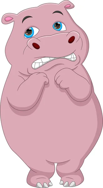Scared Hippo Cartoon White Background — Image vectorielle