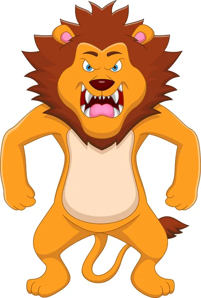 Angry Lion Cartoon White Background — Stock Vector