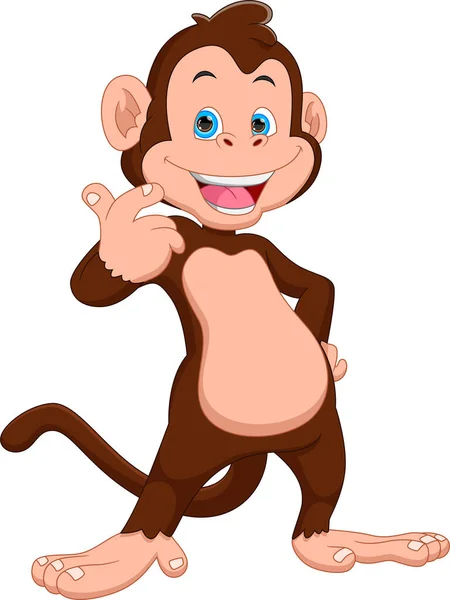 Cartoon Cute Monkey Love Sign — 스톡 벡터