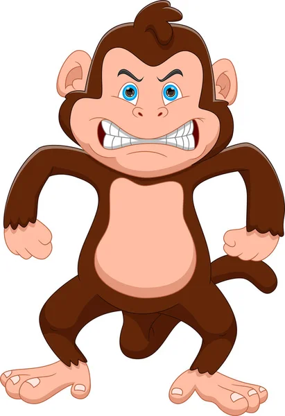 Wütender Affe Karikatur Auf Weißem Hintergrund — Stockvektor
