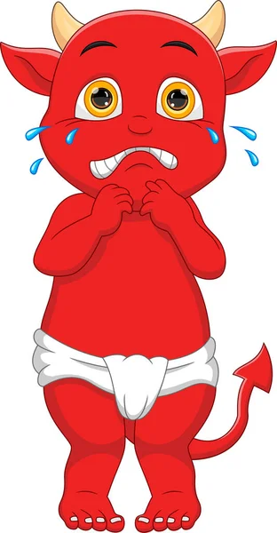 Scared Little Red Devil Cartoon — Image vectorielle