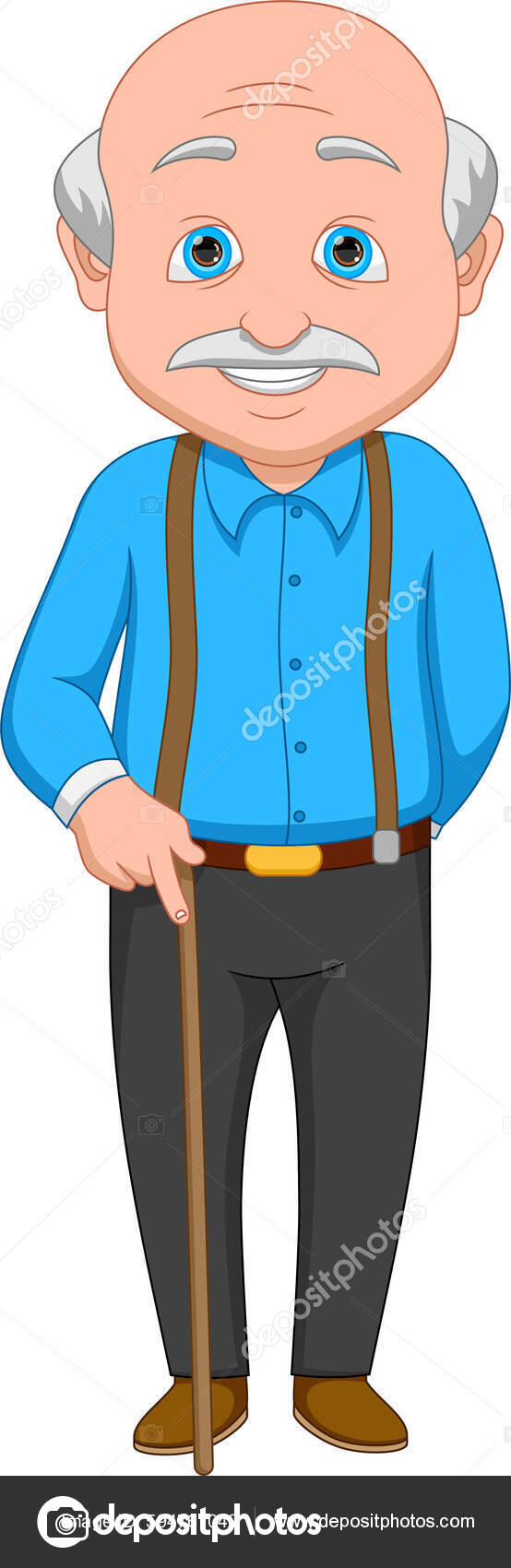 Happy Grandfather Cartoon White Background Vector de stock #594767042