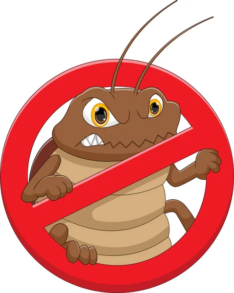 Cockroach Sign Cute Cartoon Cockroach — Vector de stock