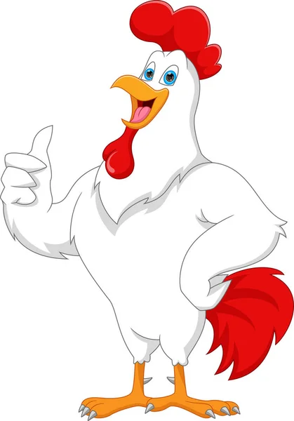 Χαριτωμένο Κοτόπουλο Καρτούν Αντίχειρες Επάνω — Διανυσματικό Αρχείο