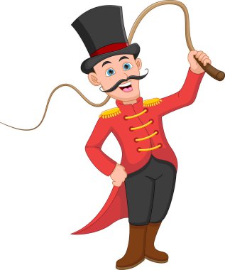 vector illustration of circus ringmaster cartoon on white background