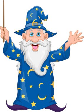 cartoon old wizard cartoon old wizard holding a wand