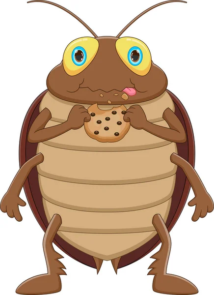 Cute Cartoon Cockroach Eating Cookies — Vettoriale Stock