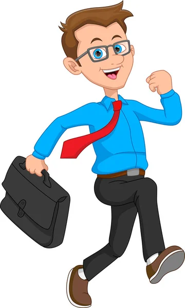 Businessman Running Cartoon White Background — Stock Vector