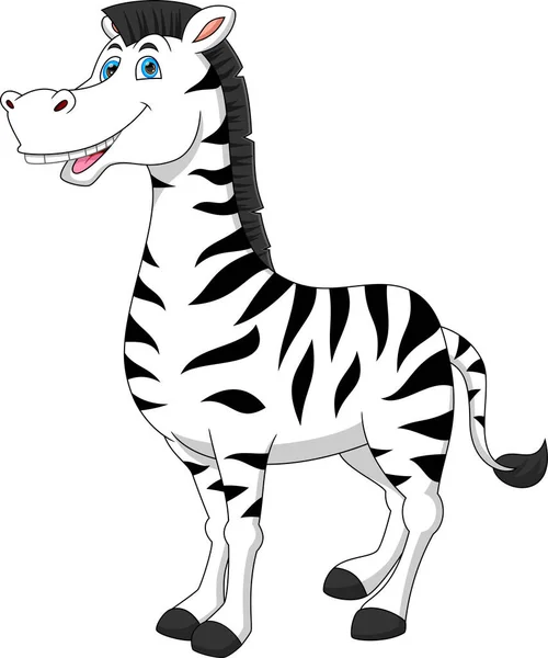 Cartoon Cute Zebra White Background — Stock Vector