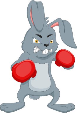 cute rabbit boxing cartoon on white background