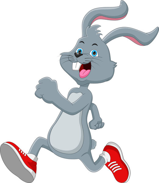 мультяшный милый кролик бегает