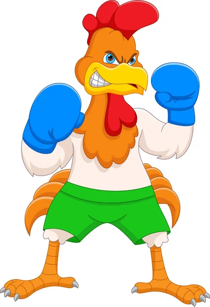 Cute Chicken Boxing Cartoon — Stock Vector