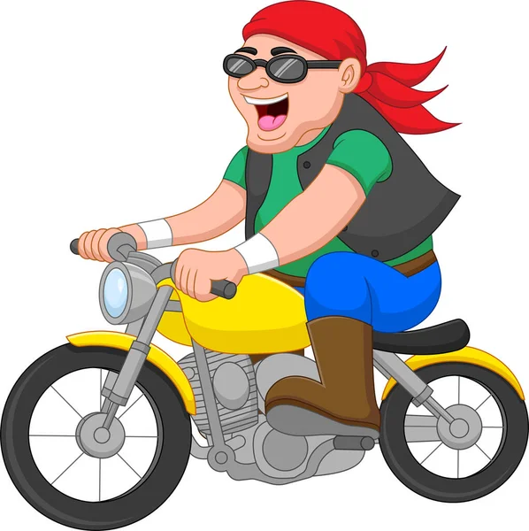 Dibujos Animados Hombre Feliz Montando Una Motocicleta — Archivo Imágenes Vectoriales