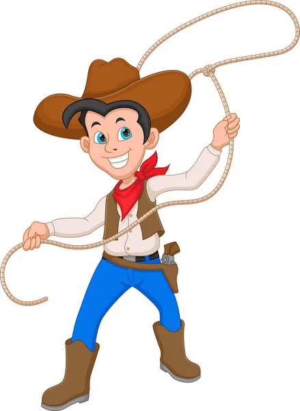 Cartoon Cowboy Wervelende Lasso — Stockvector