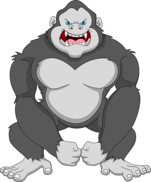 Cartoon Boos Gorilla Witte Achtergrond — Stockvector