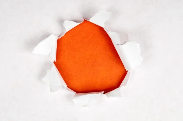 Gescheurd papier met oranje ruimte — Stockfoto