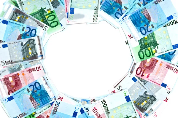 Billets en euros sur fond blanc — Photo