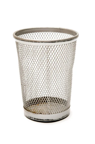 Metal bin on white background — Stock Photo, Image