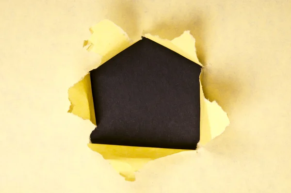 Torn yellow paper with black space — Stock Photo, Image