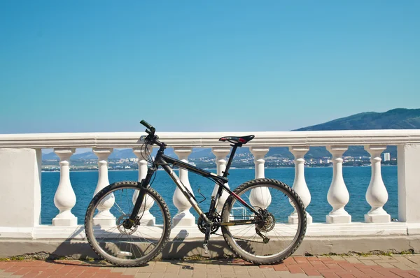 Dağ bisikleti üzerinde denize sıfır — Stok fotoğraf
