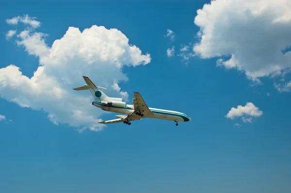 The airplane lands — Stock Photo, Image