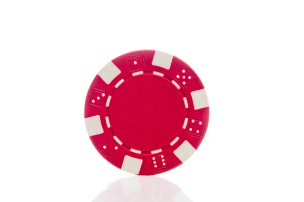 Red poker chip closeup — Fotografie, imagine de stoc